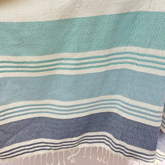 Handmade Tribe Alive V-Neck Poncho With Stripes & Fringe - Picture 4 of 8